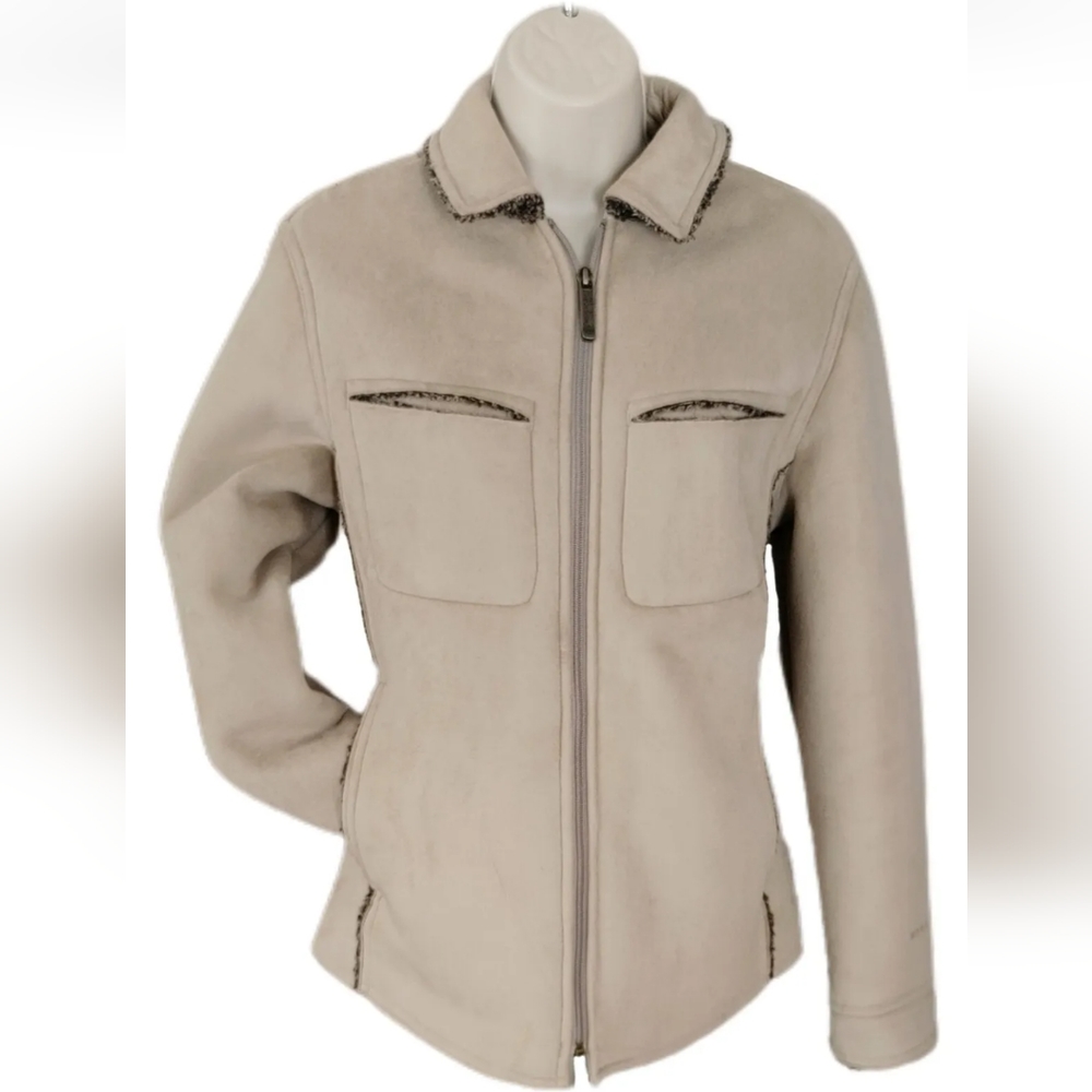 Woolrich Women's Full Zip Sherpa lined Jacket Size XS Khaki Casual Warm Outdoor